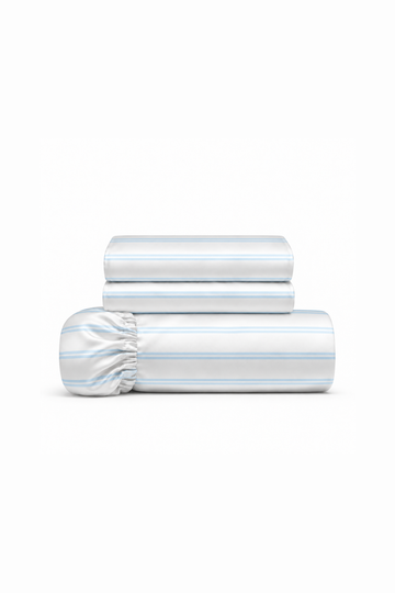 Bamboo Fitted Sheet Set Blue Stripe
