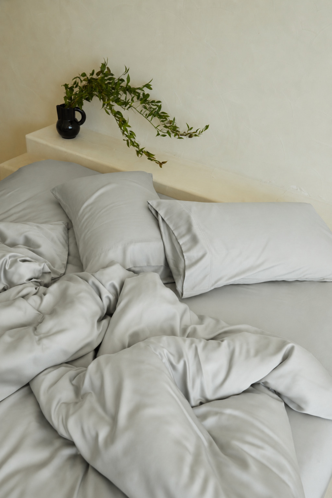 Bamboo Fitted Sheet Set Light Grey