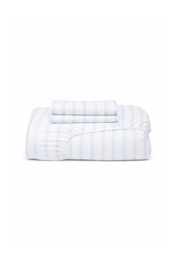 Bamboo Fitted Sheet Set Blue Stripe